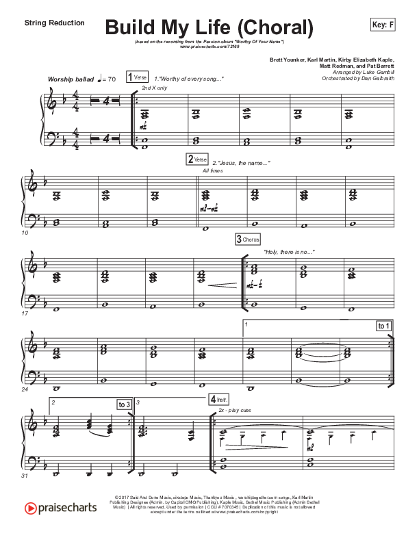 Build My Life (Choral Anthem SATB) String Pack (Passion / Brett Younker / Arr. Luke Gambill)
