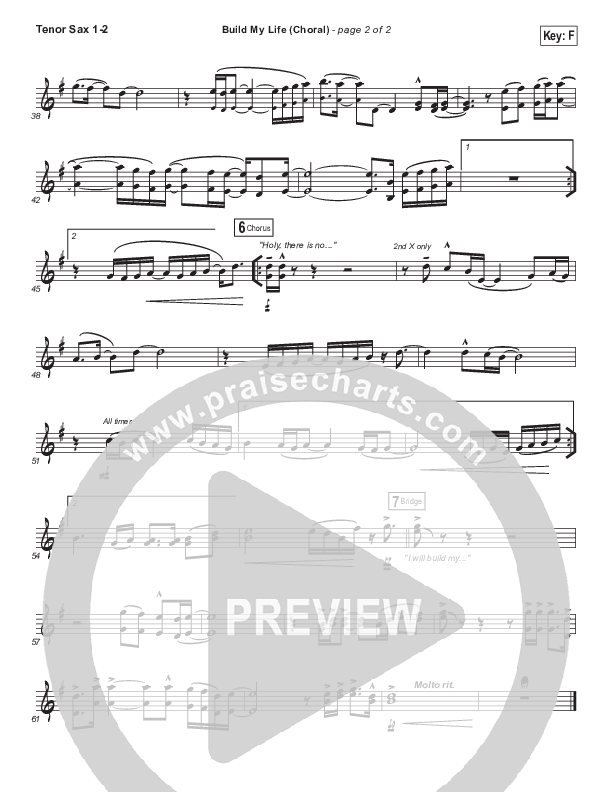 Build My Life (Choral Anthem SATB) Tenor Sax 1/2 (Passion / Brett Younker / Arr. Luke Gambill)
