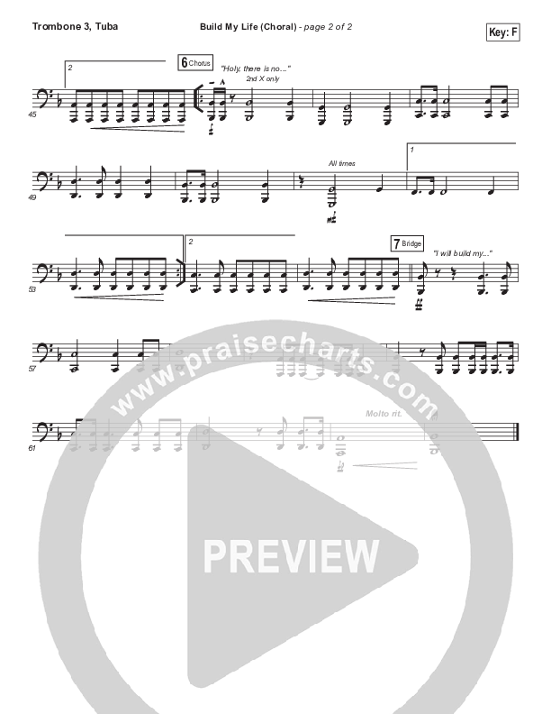 Build My Life (Choral Anthem SATB) Trombone 3/Tuba (Passion / Brett Younker / Arr. Luke Gambill)