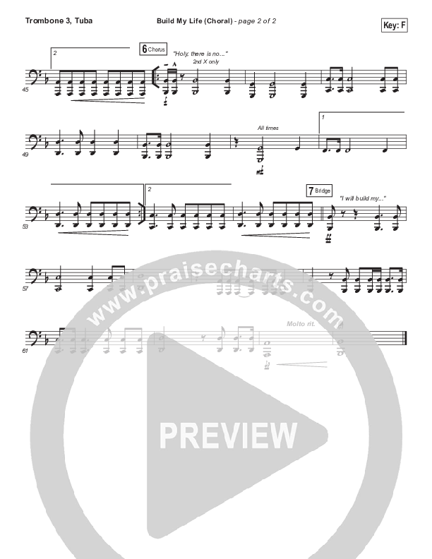 Build My Life (Choral Anthem SATB) Trombone 3/Tuba (Passion / Brett Younker / Arr. Luke Gambill)