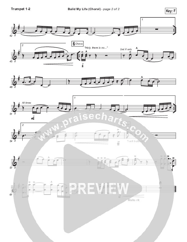 Build My Life (Choral Anthem SATB) Trumpet 1,2 (Passion / Brett Younker / Arr. Luke Gambill)