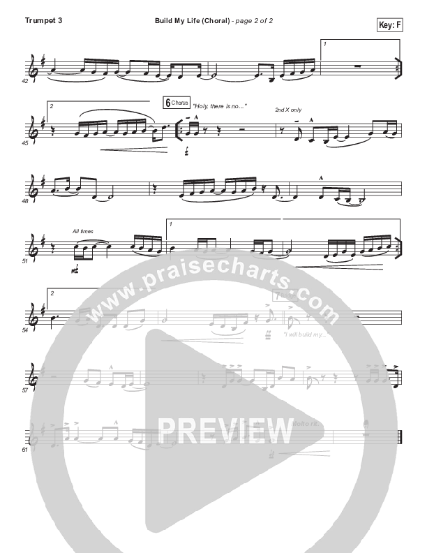 Build My Life (Choral Anthem SATB) Trumpet 3 (Passion / Brett Younker / Arr. Luke Gambill)