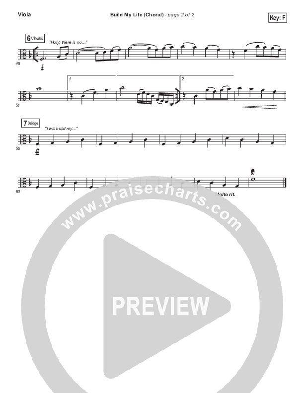 Build My Life (Choral Anthem SATB) Viola (Passion / Brett Younker / Arr. Luke Gambill)