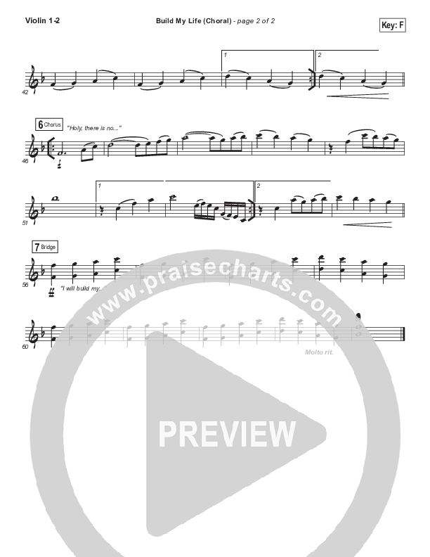 Build My Life (Choral Anthem SATB) Violin 1/2 (Passion / Brett Younker / Arr. Luke Gambill)