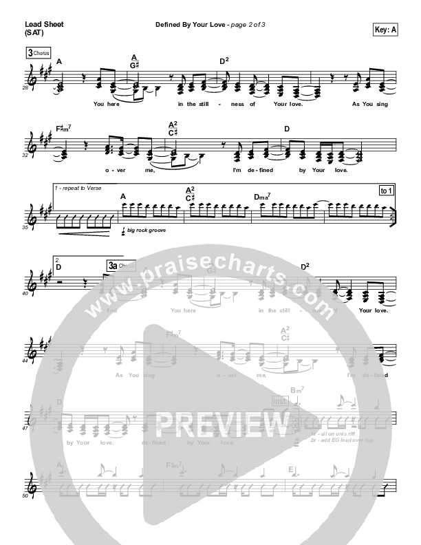 Defined By Your Love Lead Sheet (Equippers Church)