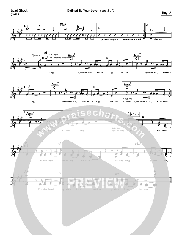 Defined By Your Love Lead Sheet (Equippers Church)
