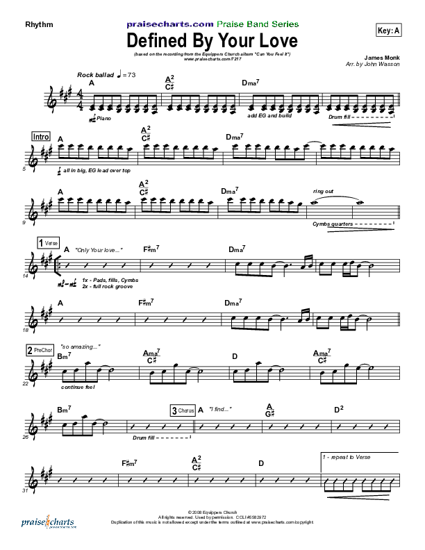 Defined By Your Love Rhythm Chart (Equippers Church)