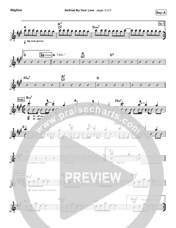 Defined By Your Love Rhythm Chart (Equippers Church)