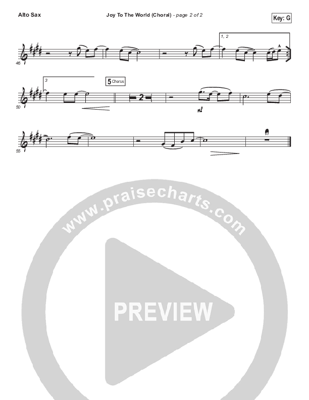 Joy To The World (Choral Anthem SATB) Alto Sax (Hillsong Worship / Arr. Luke Gambill)