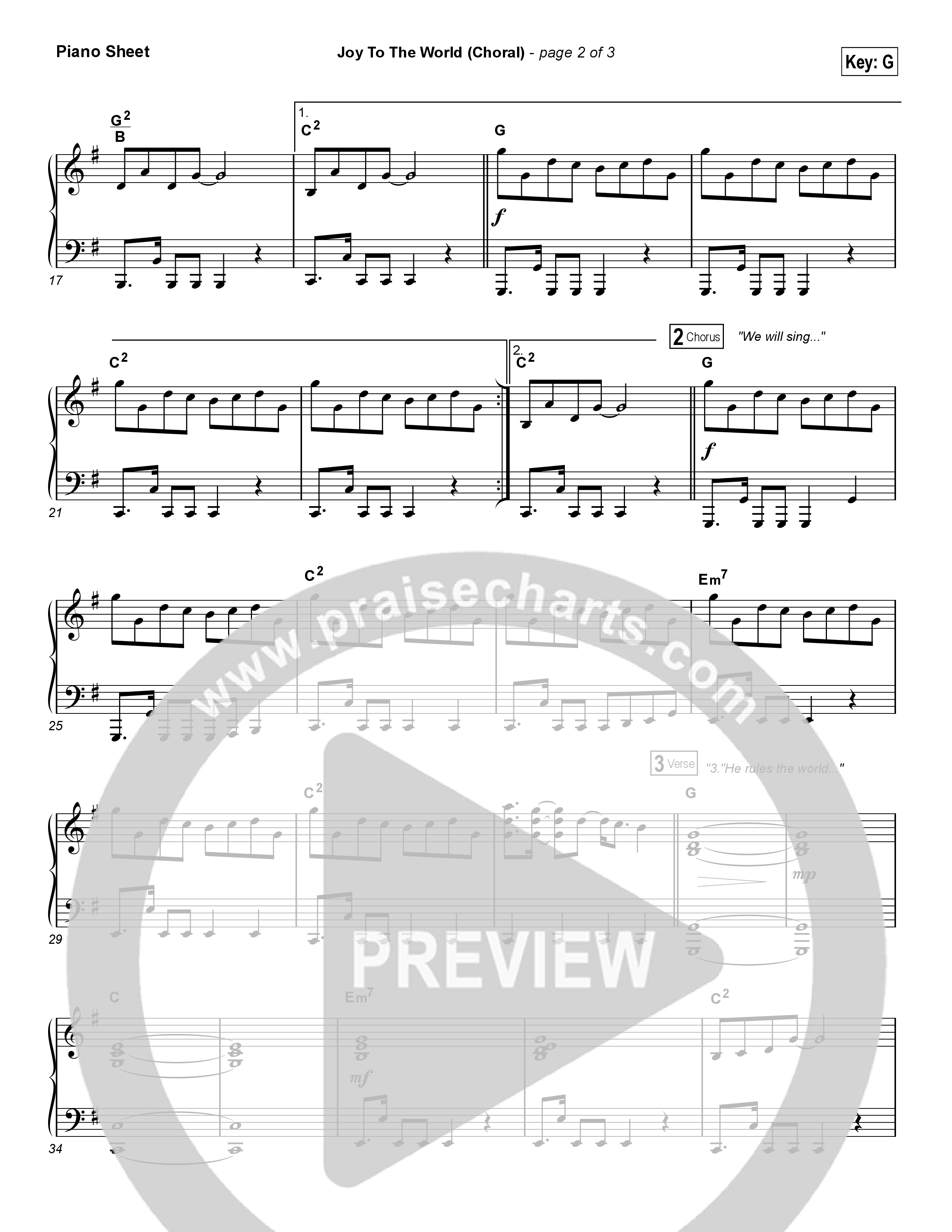 Joy To The World (Choral Anthem SATB) Piano Sheet (Hillsong Worship / Arr. Luke Gambill)