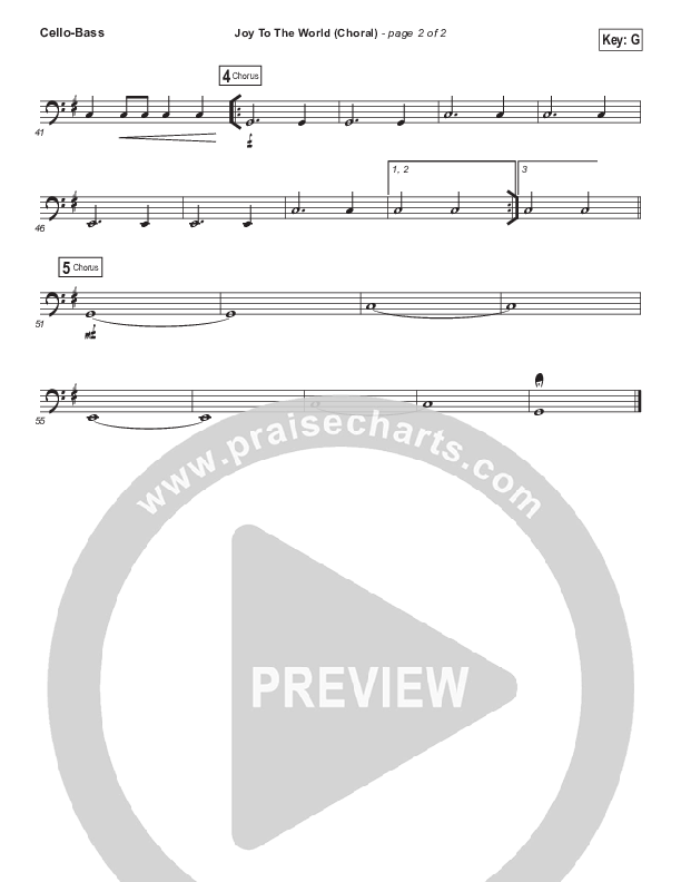 Joy To The World (Choral Anthem SATB) Cello/Bass (Hillsong Worship / Arr. Luke Gambill)