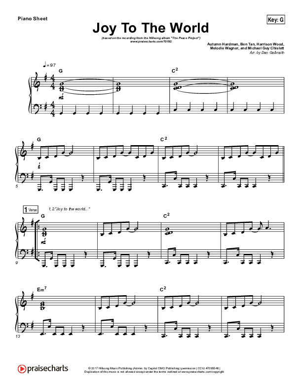 Joy To The World (Choral Anthem SATB) Piano Sheet (Hillsong Worship / Arr. Luke Gambill)