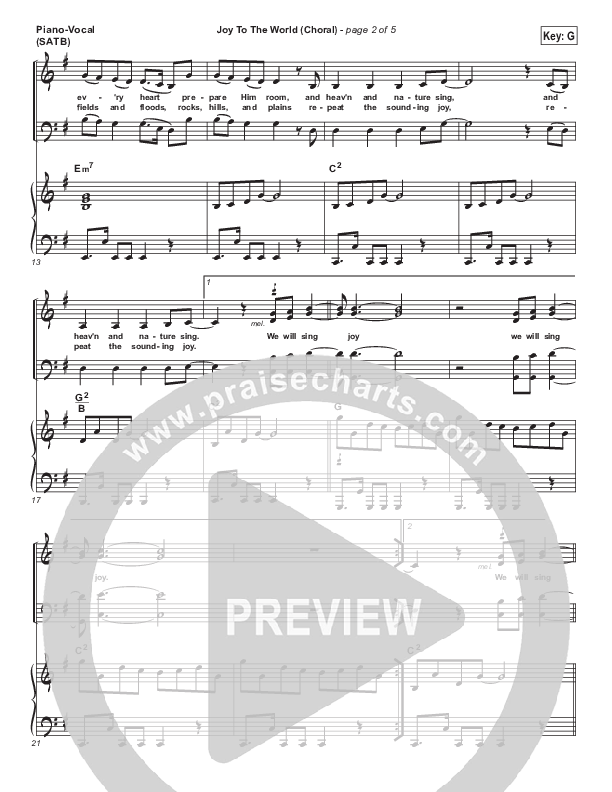 Joy To The World (Choral Anthem SATB) Piano/Vocal Pack (Hillsong Worship / Arr. Luke Gambill)