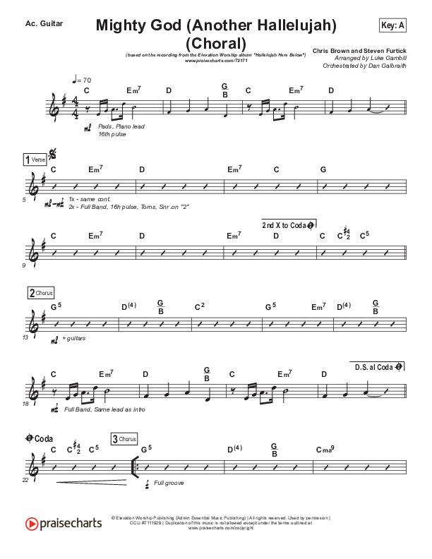 Mighty God (Another Hallelujah) (Choral Anthem SATB) Acoustic Guitar (Elevation Worship / Arr. Luke Gambill)