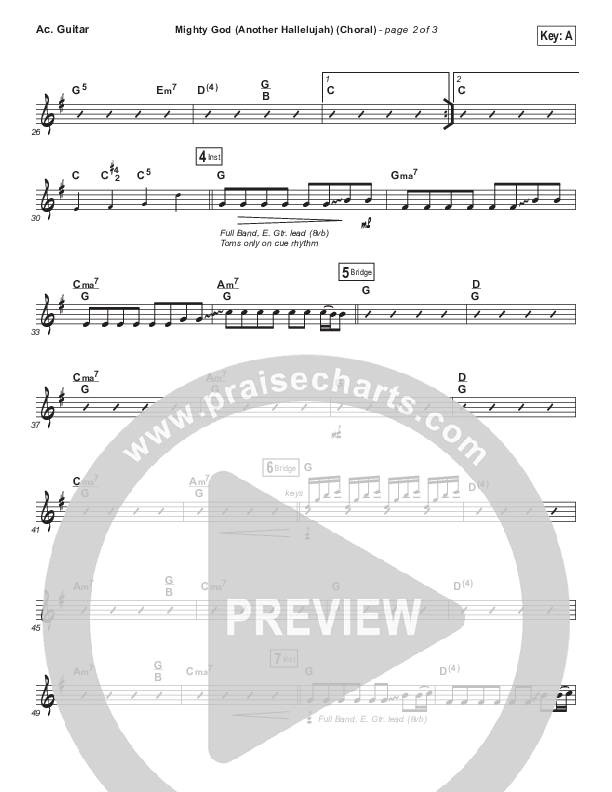 Mighty God (Another Hallelujah) (Choral Anthem SATB) Acoustic Guitar (Elevation Worship / Arr. Luke Gambill)