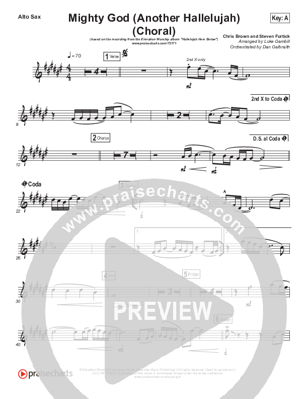 Mighty God (Another Hallelujah) (Choral Anthem SATB) Alto Sax (Elevation Worship / Arr. Luke Gambill)