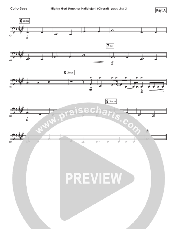 Mighty God (Another Hallelujah) (Choral Anthem SATB) Cello/Bass (Elevation Worship / Arr. Luke Gambill)