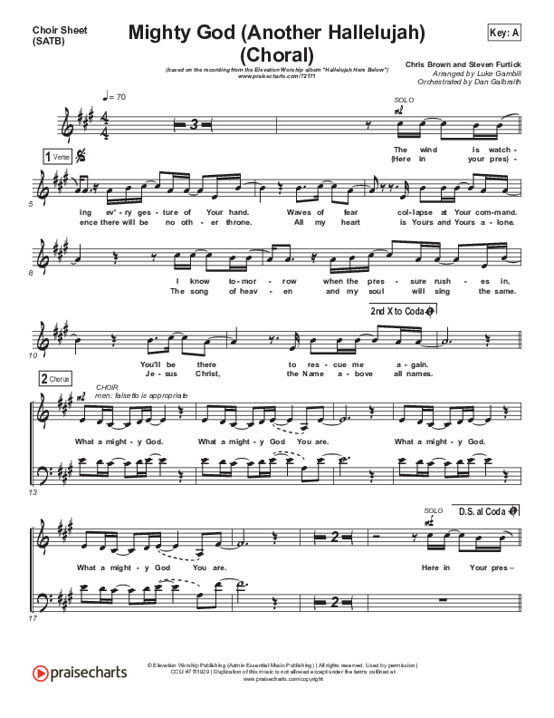 Mighty God (Another Hallelujah) (Choral Anthem SATB) Choir Sheet (SATB) (Elevation Worship / Arr. Luke Gambill)