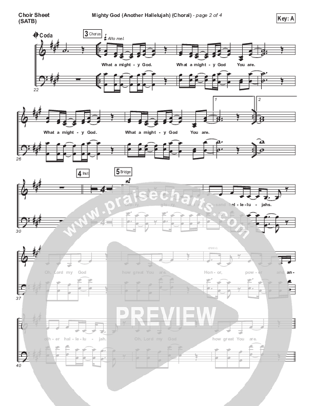 Mighty God (Another Hallelujah) (Choral Anthem SATB) Choir Sheet (SATB) (Elevation Worship / Arr. Luke Gambill)