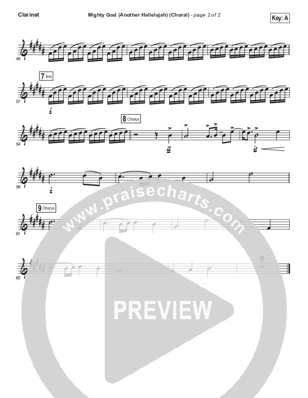 Mighty God (Another Hallelujah) (Choral Anthem SATB) Clarinet (Elevation Worship / Arr. Luke Gambill)