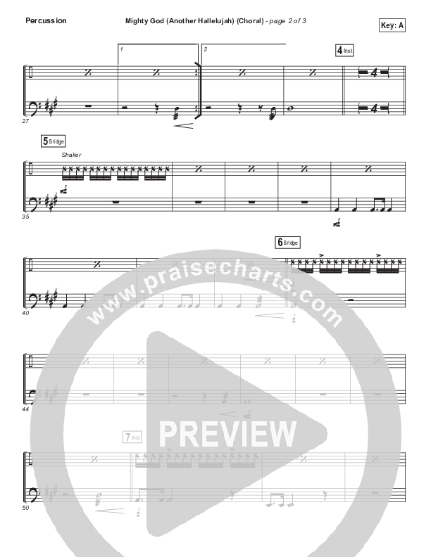 Mighty God (Another Hallelujah) (Choral Anthem SATB) Percussion (Elevation Worship / Arr. Luke Gambill)