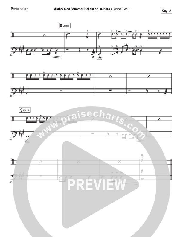 Mighty God (Another Hallelujah) (Choral Anthem SATB) Percussion (Elevation Worship / Arr. Luke Gambill)