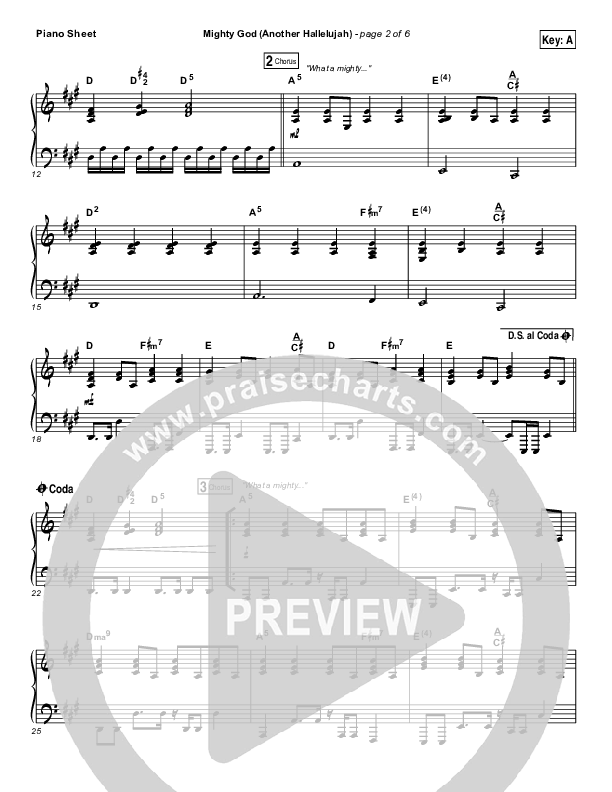 Mighty God (Another Hallelujah) (Choral Anthem SATB) Piano Sheet (Elevation Worship / Arr. Luke Gambill)