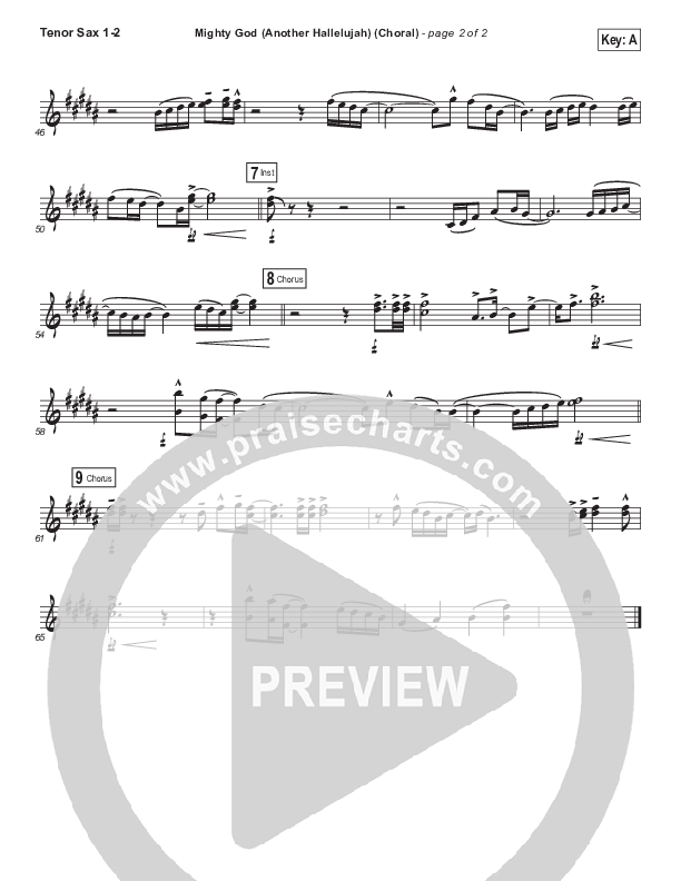 Mighty God (Another Hallelujah) (Choral Anthem SATB) Tenor Sax 1/2 (Elevation Worship / Arr. Luke Gambill)