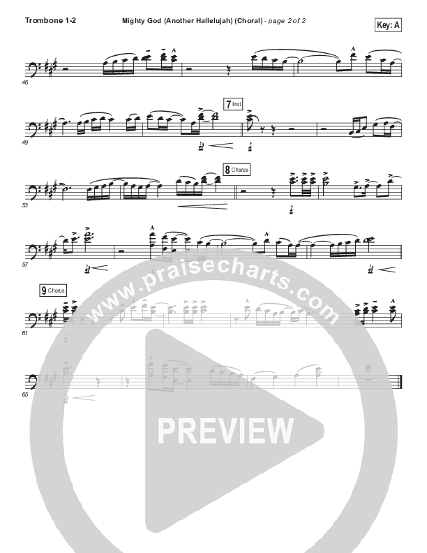 Mighty God (Another Hallelujah) (Choral Anthem SATB) Trombone 1/2 (Elevation Worship / Arr. Luke Gambill)