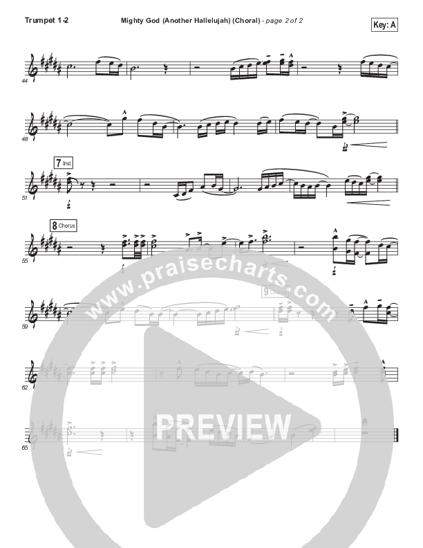 Mighty God (Another Hallelujah) (Choral Anthem SATB) Trumpet 1,2 (Elevation Worship / Arr. Luke Gambill)