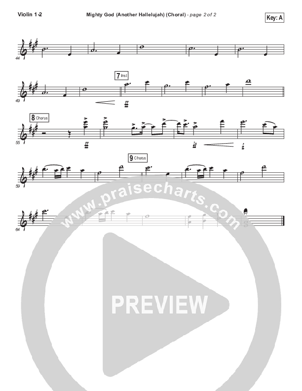Mighty God (Another Hallelujah) (Choral Anthem SATB) Violin 1/2 (Elevation Worship / Arr. Luke Gambill)
