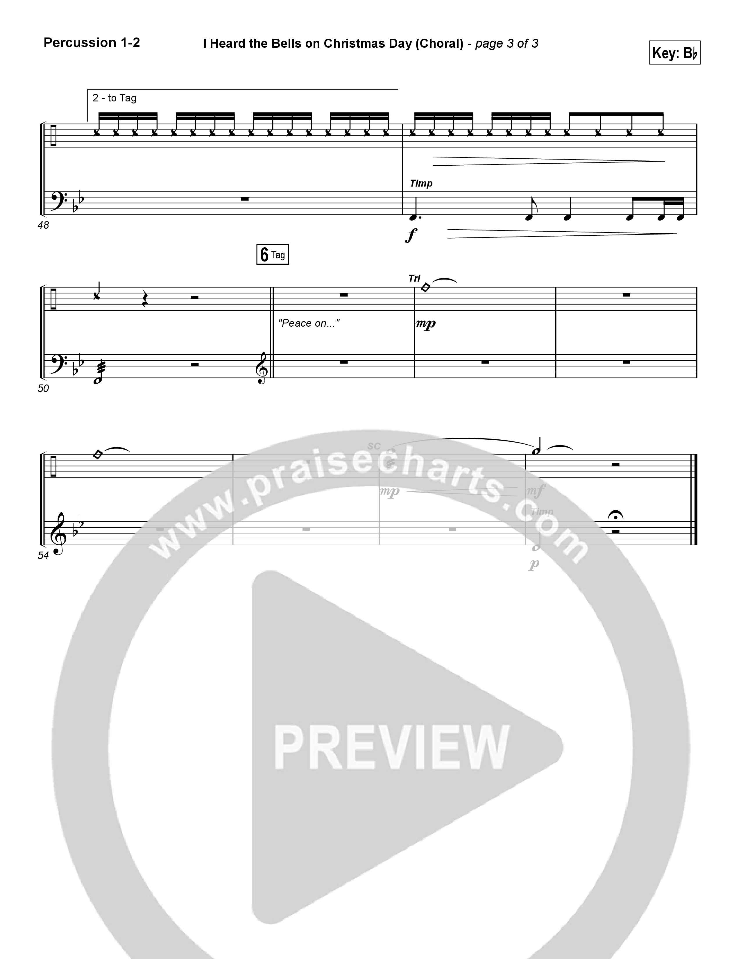 I Heard The Bells On Christmas Day (Choral Anthem SATB) Percussion 1/2 (Casting Crowns / Arr. Luke Gambill)