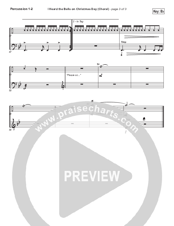 I Heard The Bells On Christmas Day (Choral Anthem SATB) Percussion 1/2 (Casting Crowns / Arr. Luke Gambill)