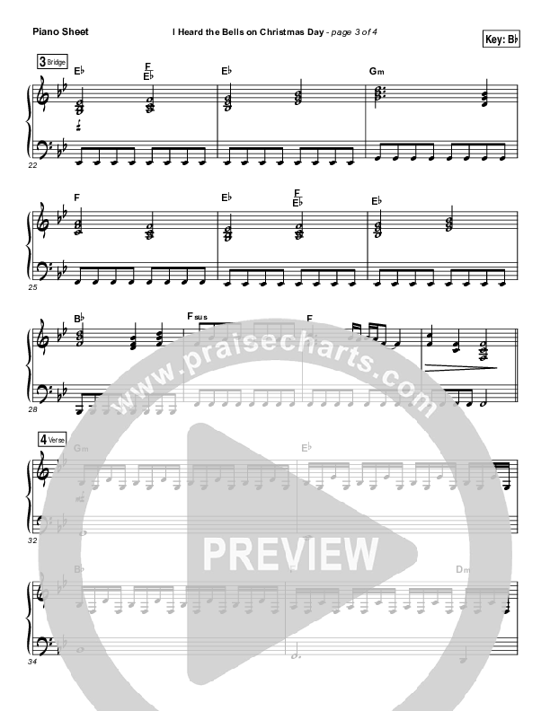 I Heard The Bells On Christmas Day (Choral Anthem SATB) Piano Sheet (Casting Crowns / Arr. Luke Gambill)