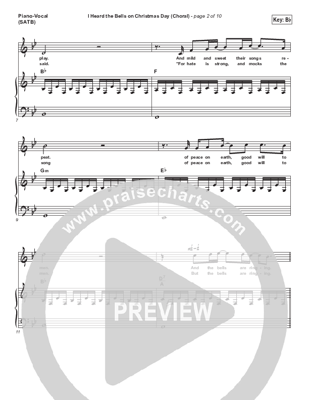 I Heard The Bells On Christmas Day (Choral Anthem SATB) Piano/Vocal Pack (Casting Crowns / PraiseCharts Choral / Arr. Luke Gambill)