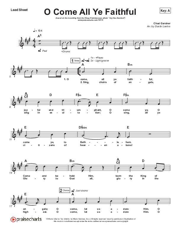 O Come All Ye Faithful Lead (SAT) (Kings Kaleidoscope)