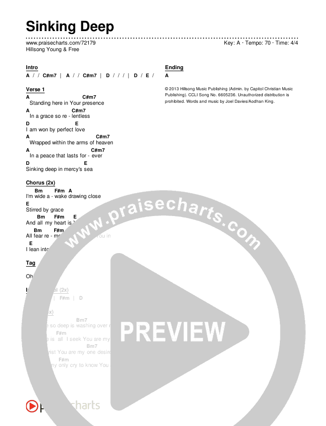 Sinking Deep Chords & Lyrics (Hillsong Young & Free)