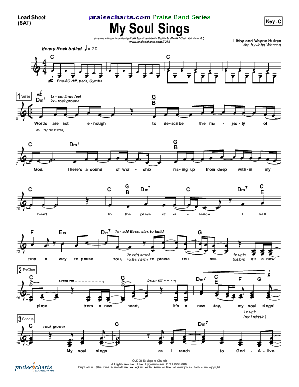 My Soul Sings Lead Sheet (Equippers Church)