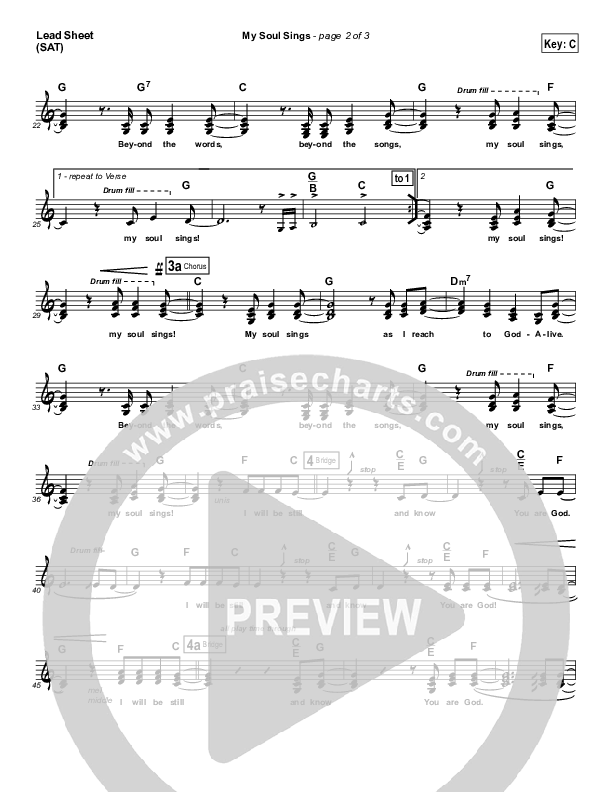 My Soul Sings Lead Sheet (Equippers Church)