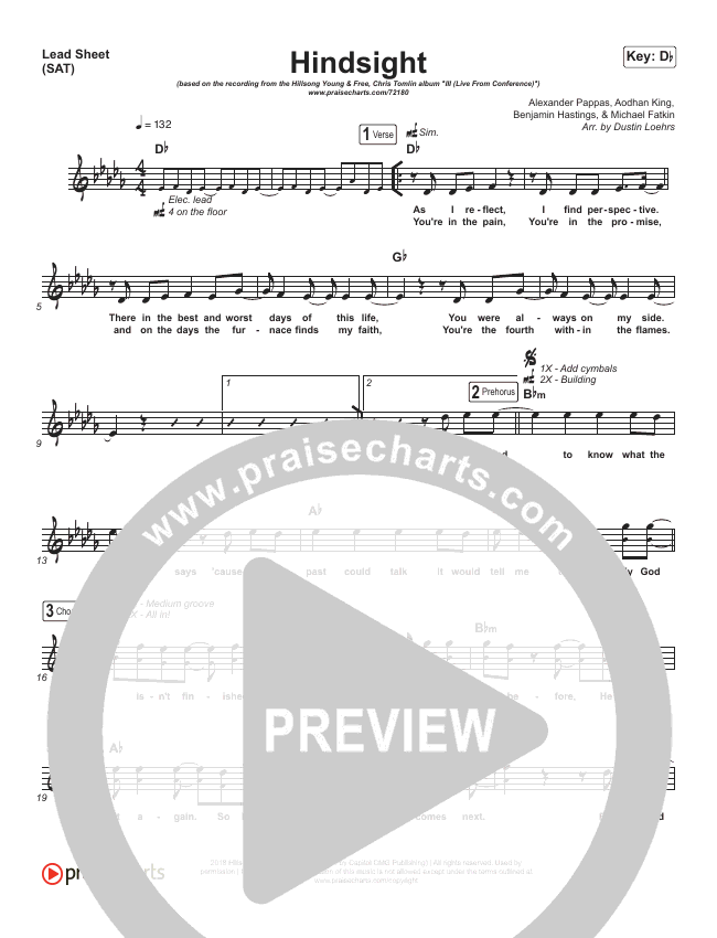 Hindsight Sheet Music PDF (Hillsong Young & Free) PraiseCharts