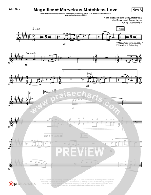 Magnificent Marvelous Matchless Love Alto Sax (Keith & Kristyn Getty)