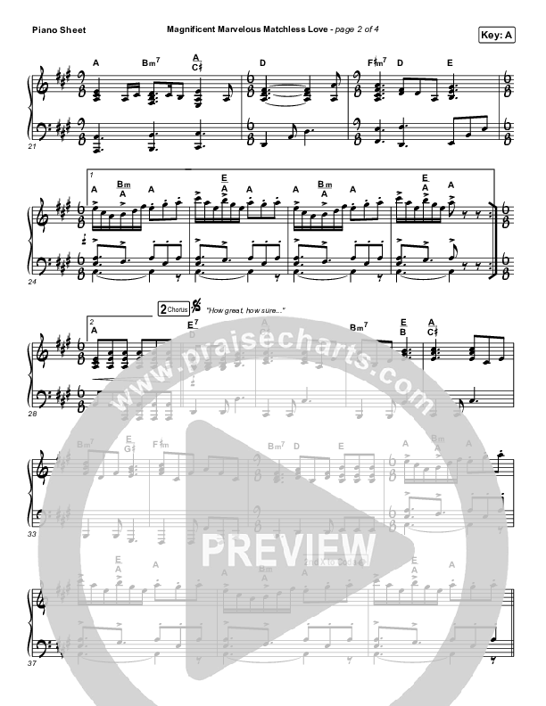 Magnificent Marvelous Matchless Love Piano Sheet (Keith & Kristyn Getty)