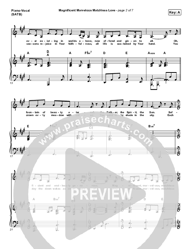 Magnificent Marvelous Matchless Love Piano/Vocal (SATB) (Keith & Kristyn Getty)