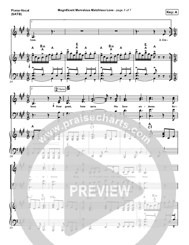 Magnificent Marvelous Matchless Love Piano/Vocal (SATB) (Keith & Kristyn Getty)