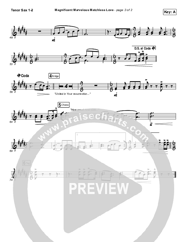 Magnificent Marvelous Matchless Love Tenor Sax 1/2 (Keith & Kristyn Getty)