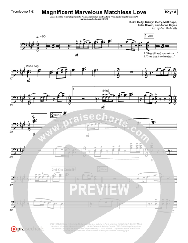 Magnificent Marvelous Matchless Love Trombone 1/2 (Keith & Kristyn Getty)