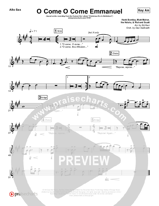 O Come O Come Emmanuel Alto Sax (Hannah Kerr)