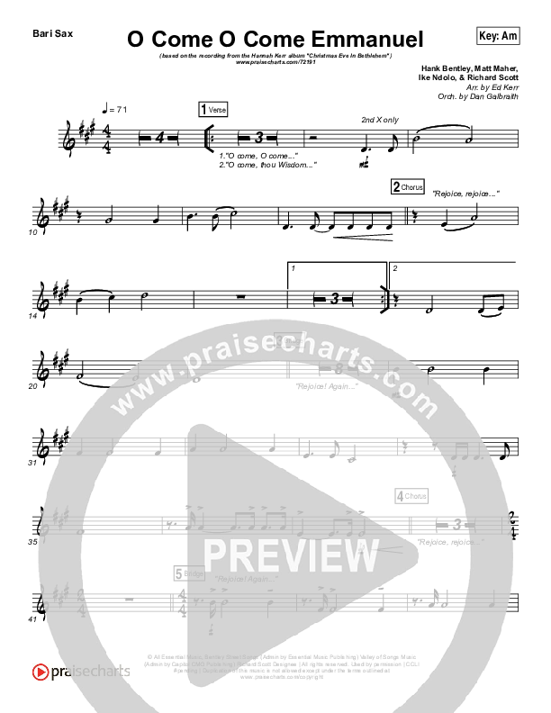 O Come O Come Emmanuel Bari Sax (Hannah Kerr)