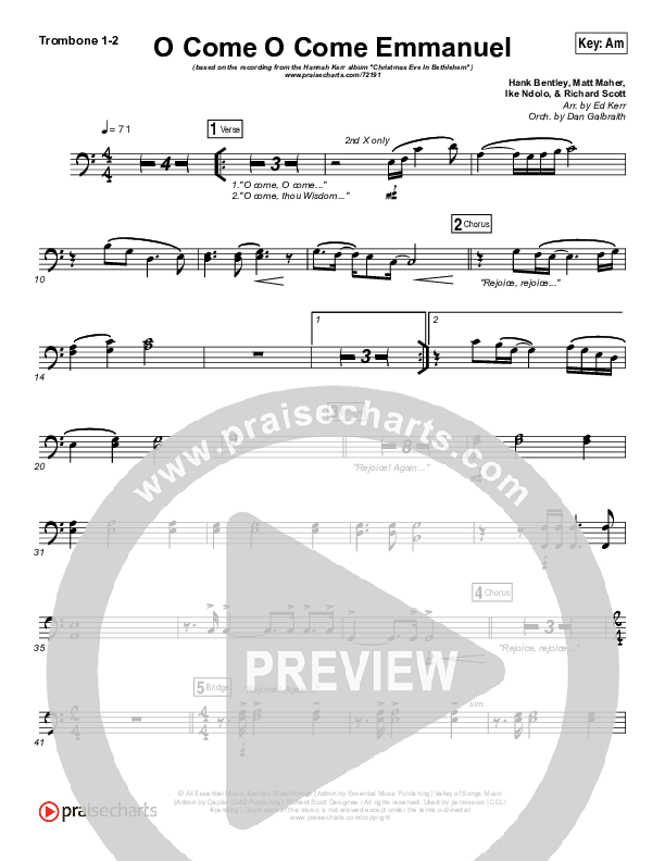 O Come O Come Emmanuel Trombone 1/2 (Hannah Kerr)