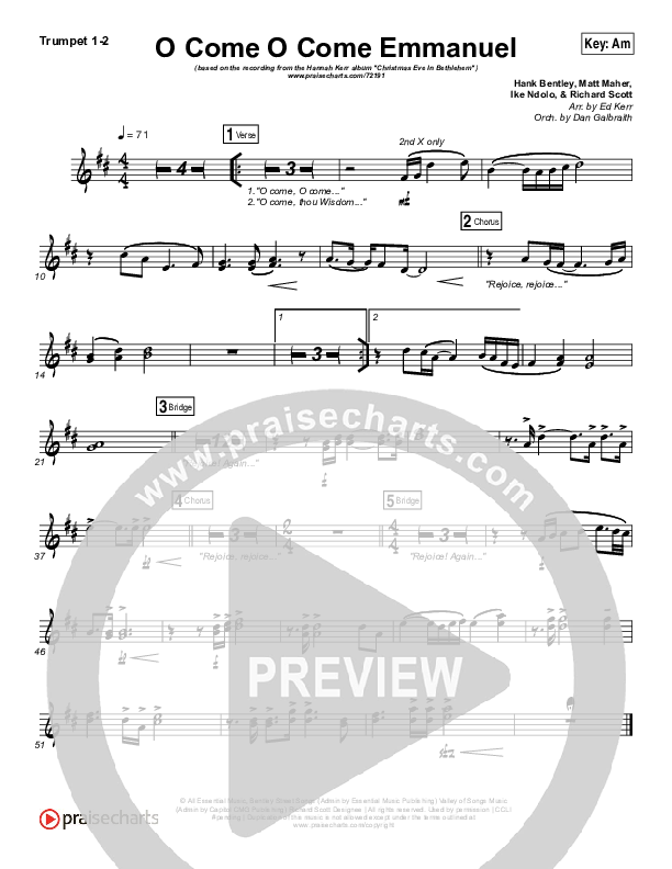 O Come O Come Emmanuel Trumpet 1,2 (Hannah Kerr)